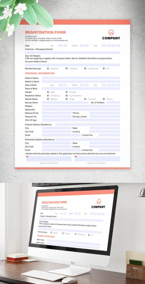 Interactive Form Layout with Red Header and Footer Elements - 333537930