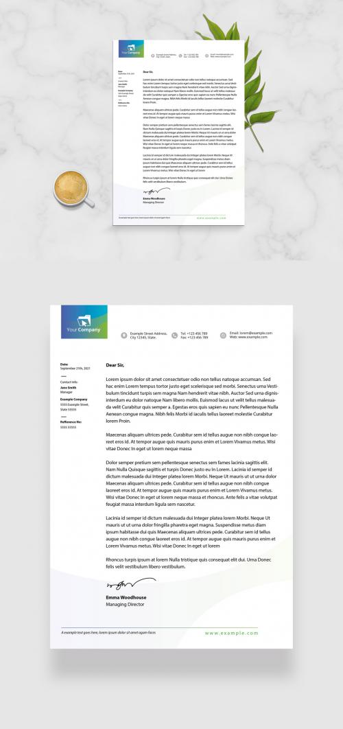 Corporate Letterhead Layout with Gradient - 333558860