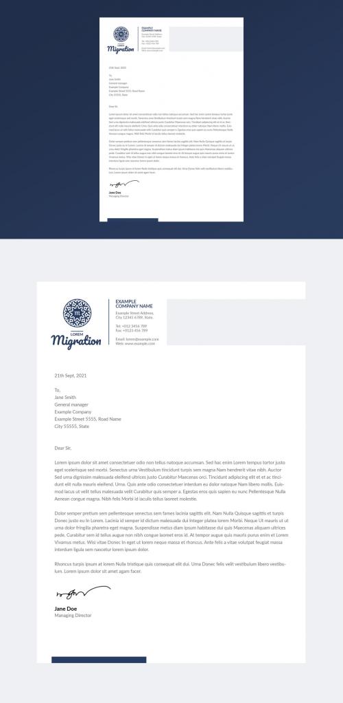 Navy Blue Letterhead Layout - 333558885