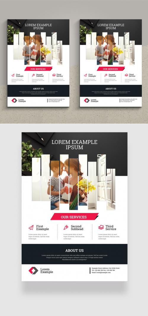 Corporate Flyer Layout with Magenta Accents - 334206421