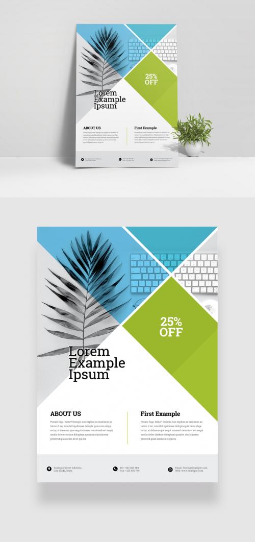 Minimal Business Flyer Layout with Green Accents - 334210067