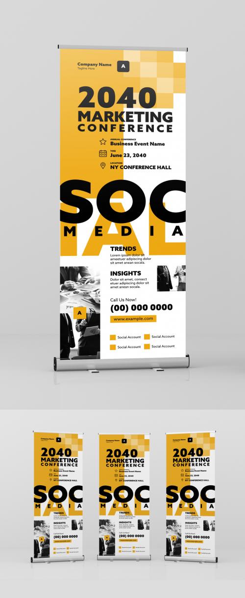 Standing Roll-Up Banner with Yellow and Black Accent - 334231587