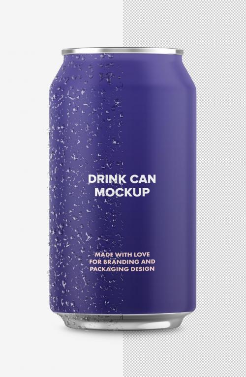 Isolated Iced Aluminum Drink Can Mockup - 334505274