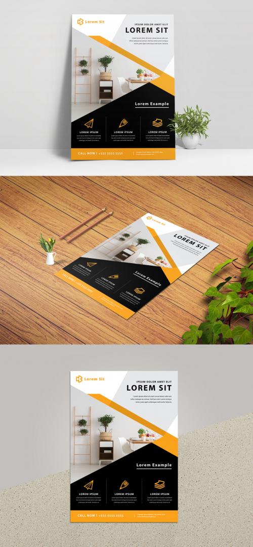 Business Flyer Layout with Orange Concept - 334507009