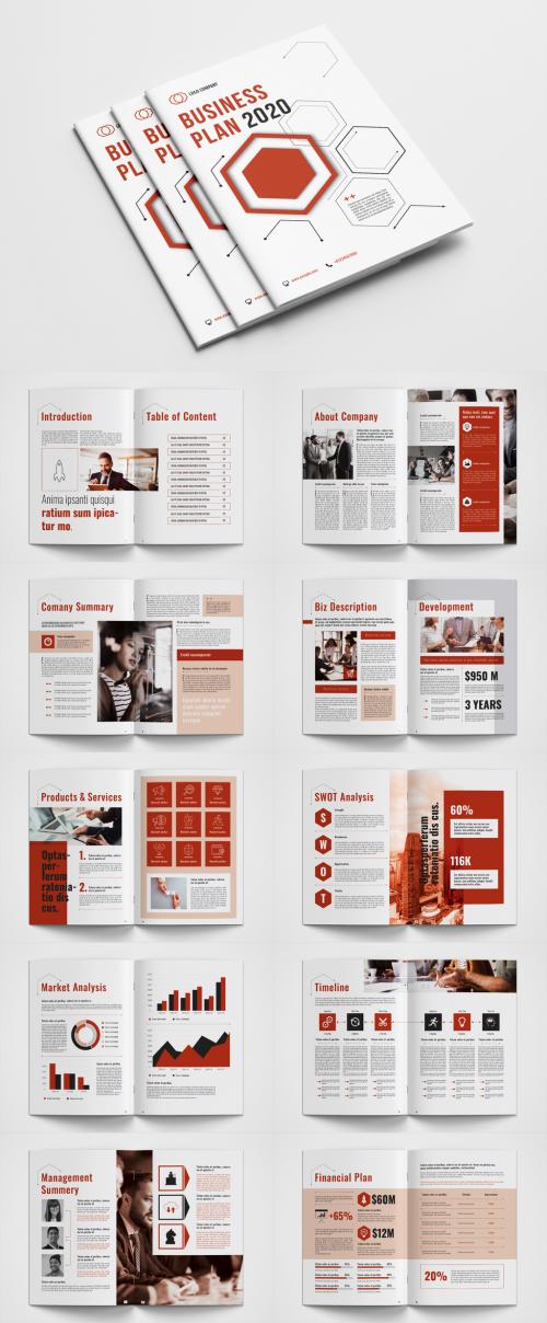 Business Plan Layout with Red Accents - 334538209