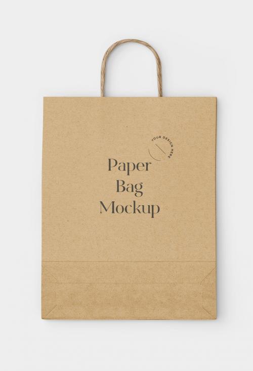 Realistic Paper Shopping Bag on White Background Mockup - 334548743