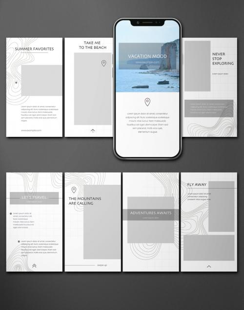 Minimalist Black and White Social Media Stories Layout Set - 334552727