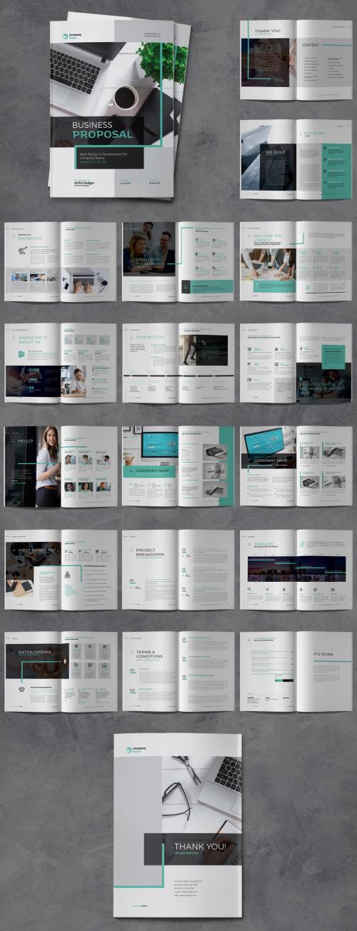 Business Proposal Brochure with Turquoise Accents - 334557298