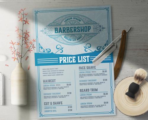 Vintage Barber Shop Price List Layout with Logo - 334577064