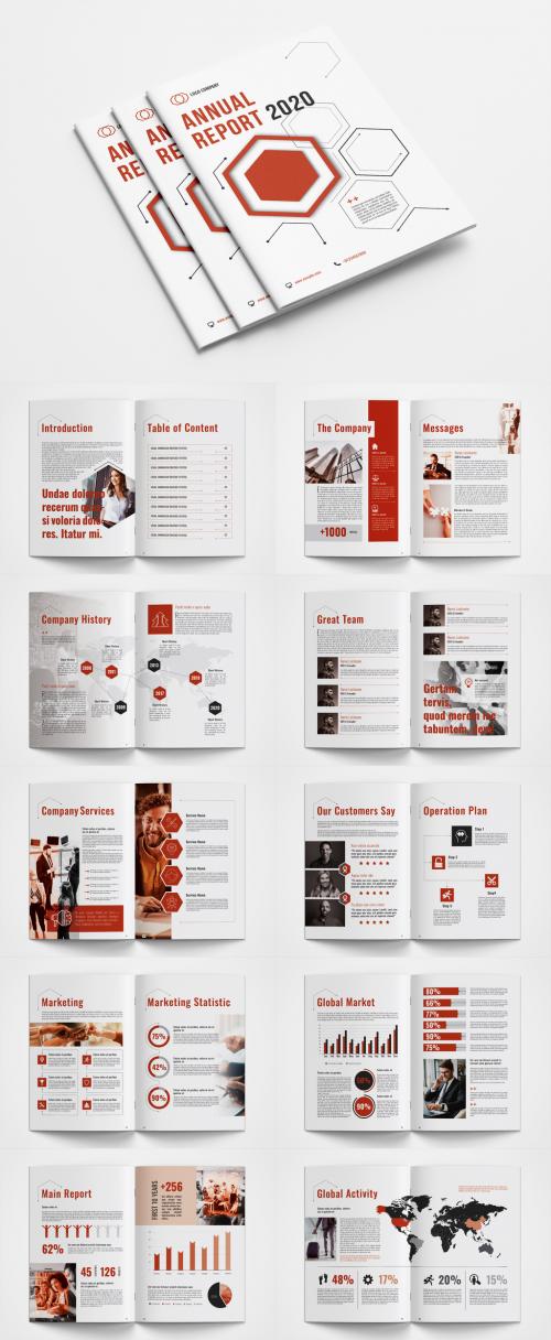 Annual Report Layout with Red Accents - 334809753