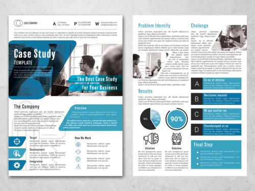 Case Study Layout with Blue Accents - 334810140