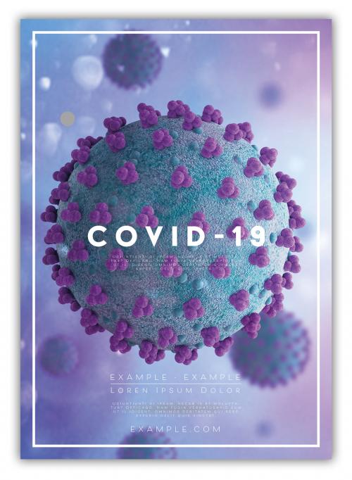 Poster Layout with Covid-19 Illustration - 334818144