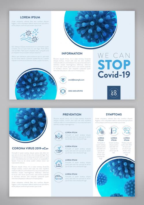 Blue Informational COVID-19 Trifold Layout - 334836922