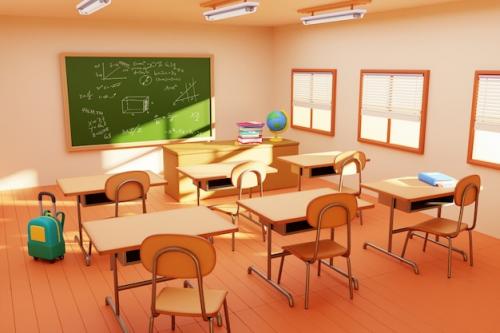 3d Illustration Of School Classroom