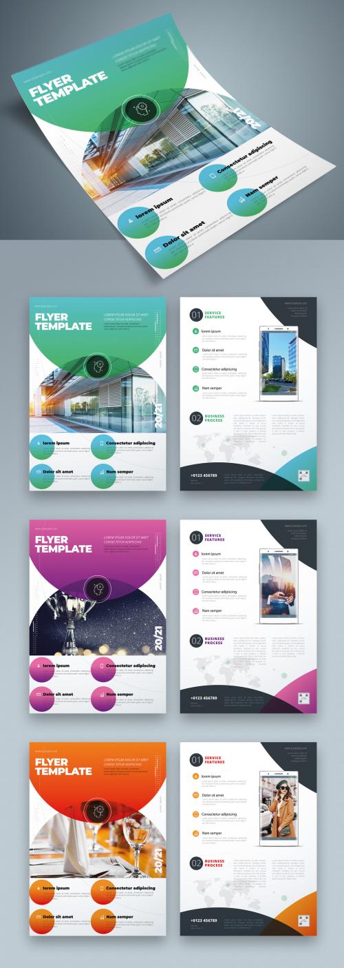 Flyer Layout with Layered Color Circle Shapes - 334852885