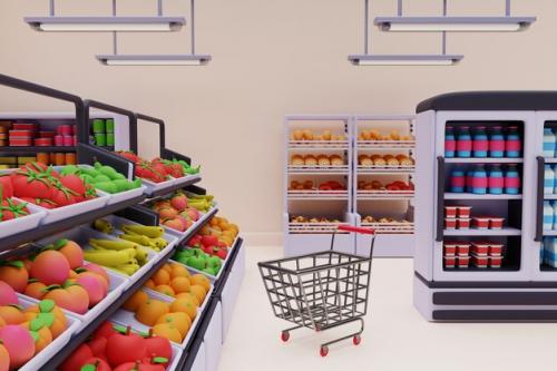 3d Illustration Of Supermarket