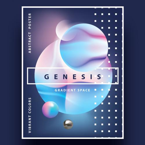 Abstract Geometric Poster Layout with Bright Planets in Space - 335031553