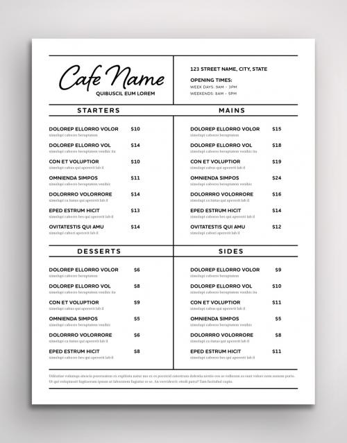 Black and White Menu Layout - 335055958