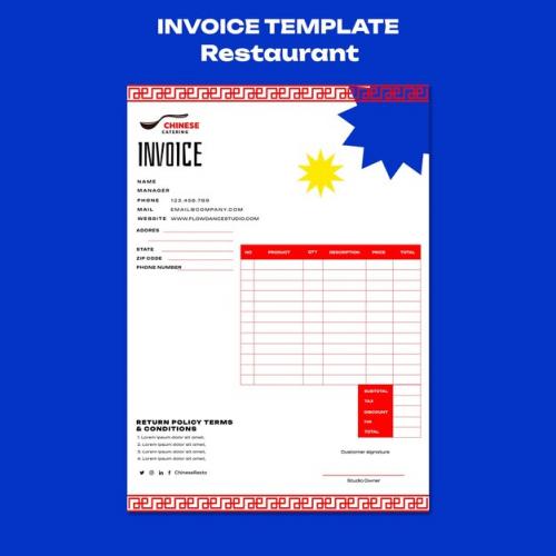 Delicious Food Restaurant Invoice Template