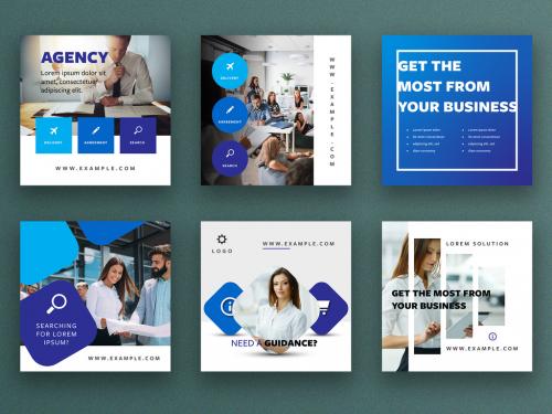 Social Media Post Layout Set with Shades of Blue - 335109163