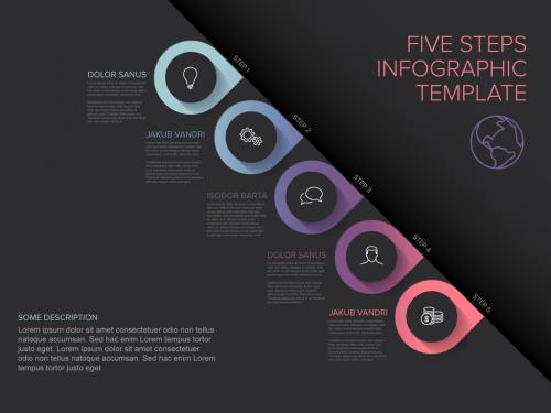 Diagonal Process Infographic Layout with 5 Steps - 335326633