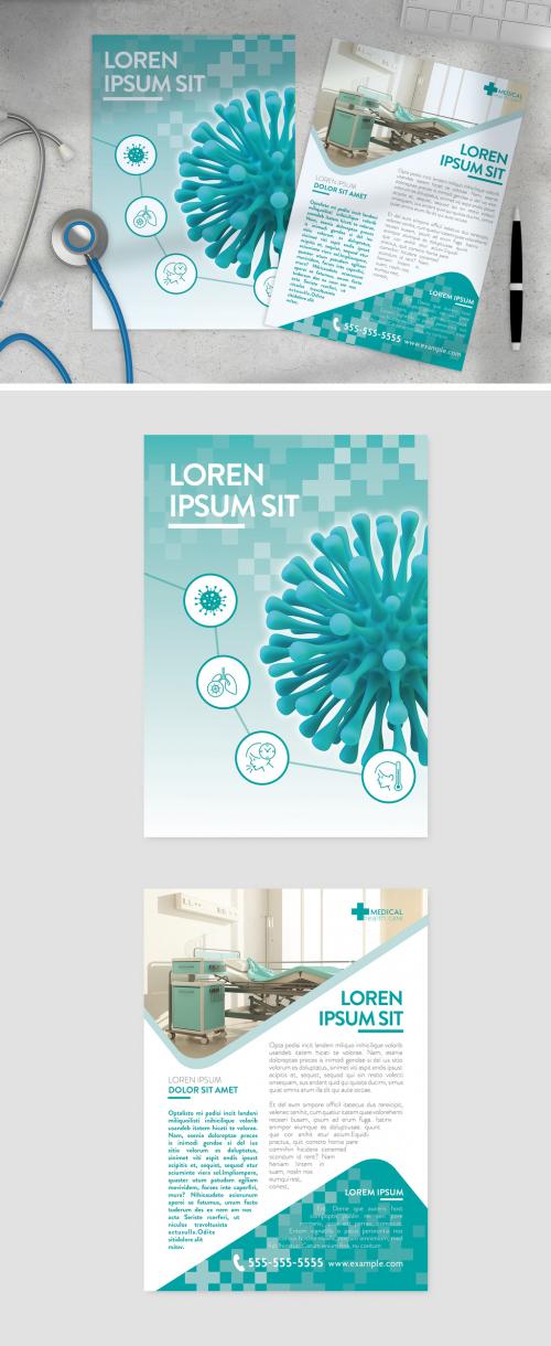 Teal Coronavirus Medical Flyer Layout - 335353441