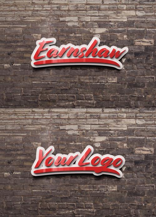 Glossy Logo Sign Mockup on Brick Wall - 335360726