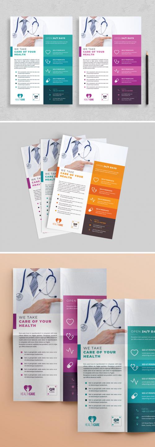 Healthcare Flyer Layout with Colorful Accents - 335387490