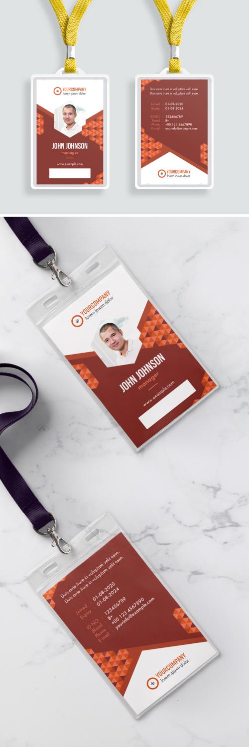 ID Card Layout with Orange Accents - 335387570