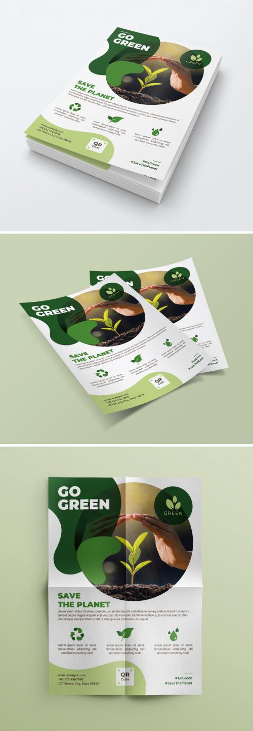 Environmental Flyer Layout with Green Accents - 335387591