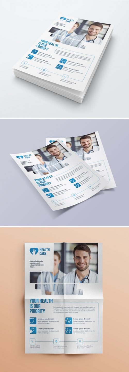 Healthcare Flyer Layout with Blue Accents - 335390897