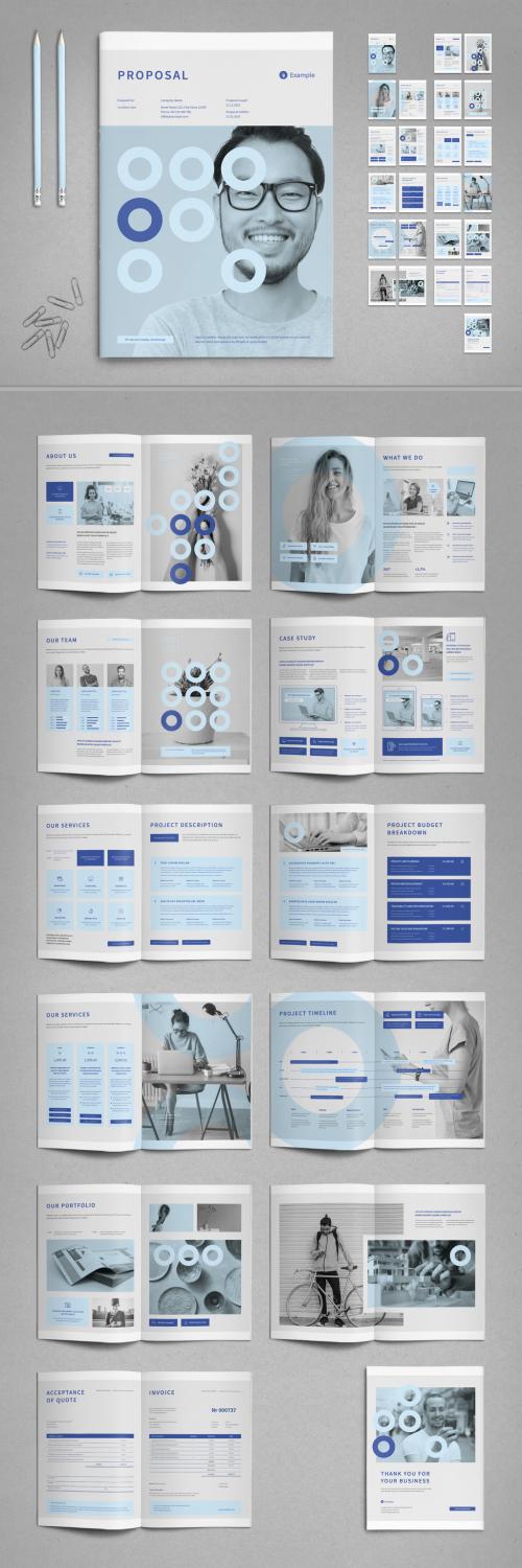 Agency Proposal Layout in Pale Blue and Light Gray - 336176345