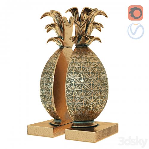 Pineapple Book Ends Brass