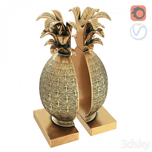 Pineapple Book Ends Brass