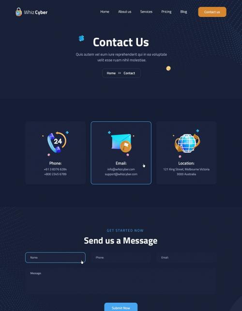 WhizCyber | Cyber Security PSD Template