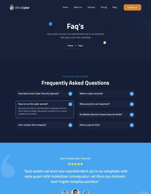 WhizCyber | Cyber Security PSD Template