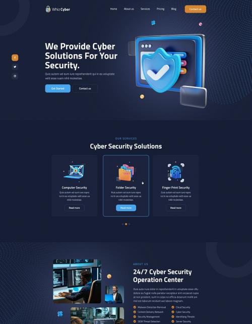 WhizCyber | Cyber Security PSD Template