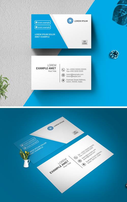 Blue and White Business Card Layout - 336457593