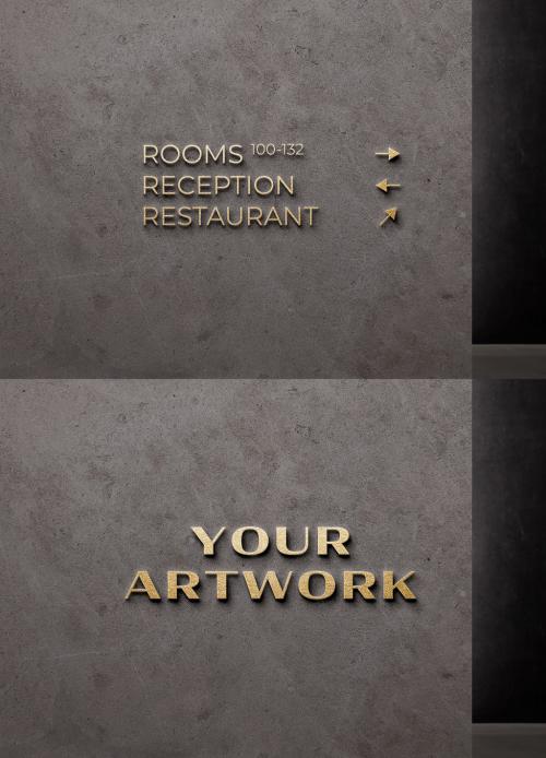 Golden Logo on Concrete Wall Mockup - 336530426