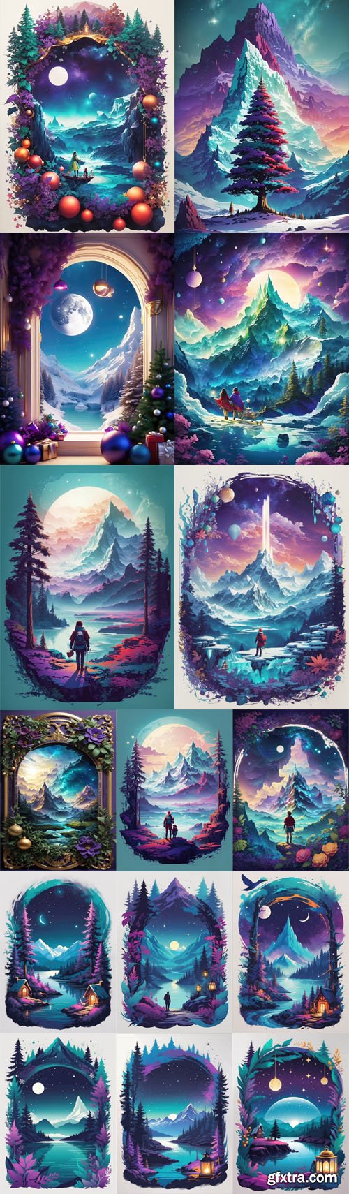 25 Fantasy Winter Backgrounds Collection