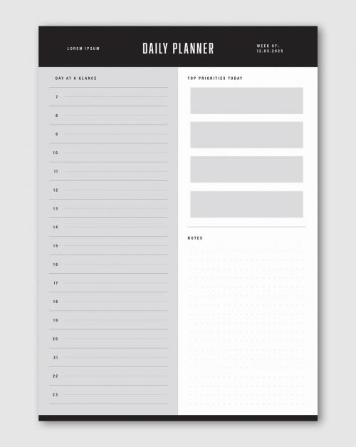  Simple Black and White Planner Layout - 337450585