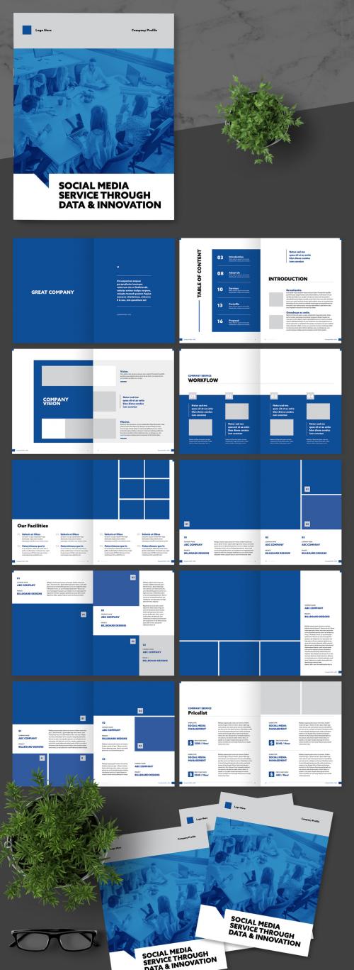 Company Profile Portfolio Layout with Blue Accents - 337486935