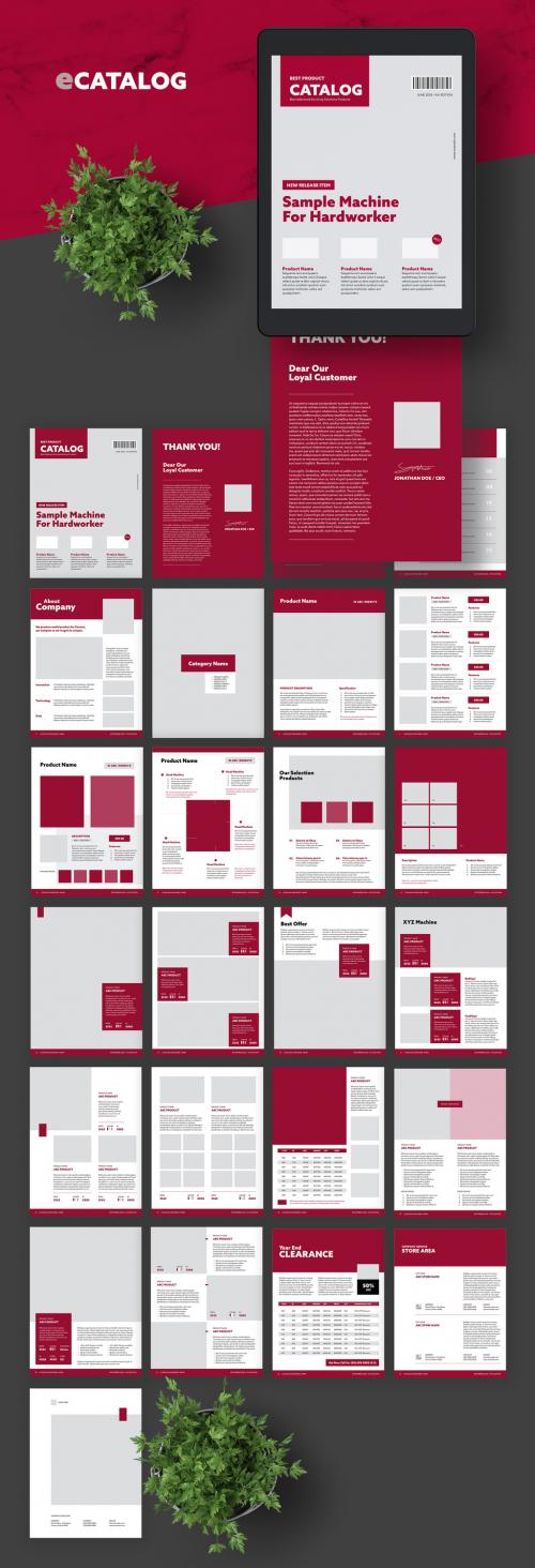 Online Catalog Layout with Red Accents - 337487278