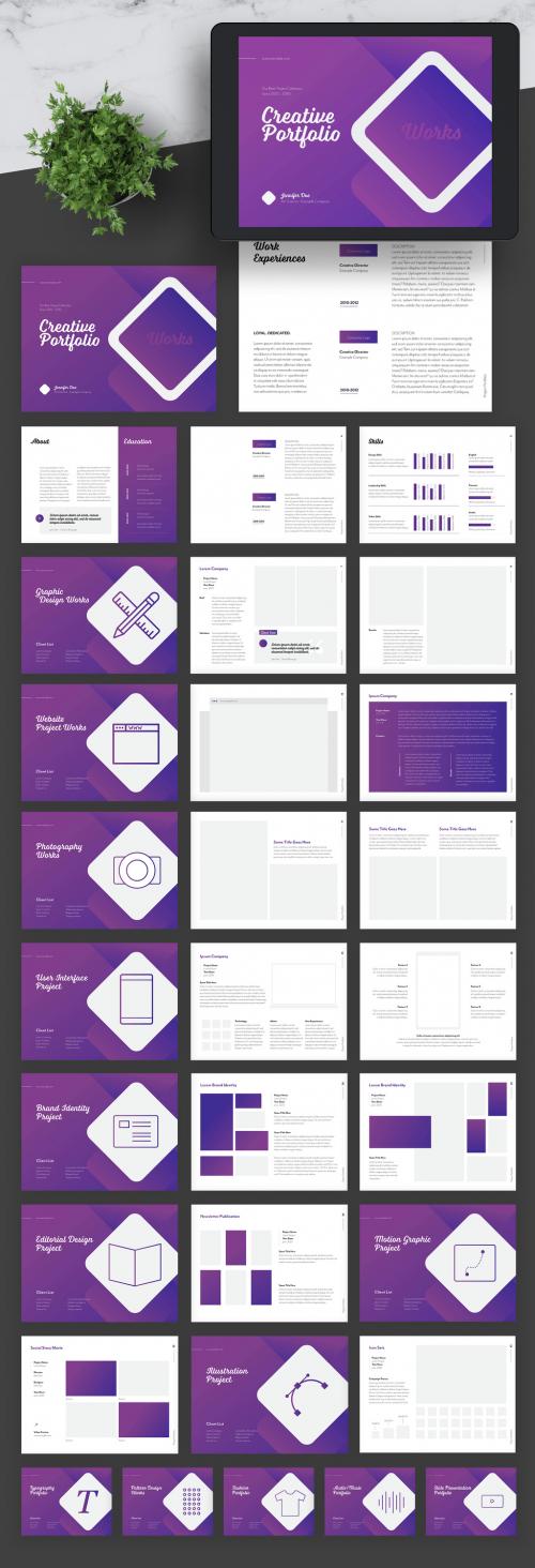 Online Porfolio and Resume Layout with Purple Accents - 337487404