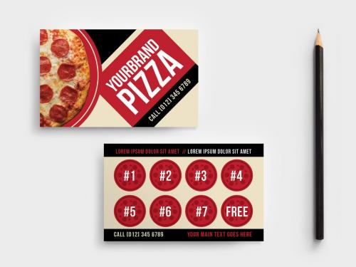 Pizza Shop Loyalty Card Layout - 338434646