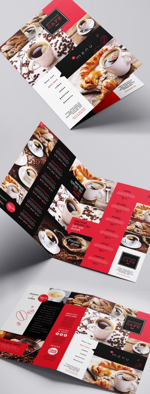 Bi-Fold Cafe Menu Layout - 338451158