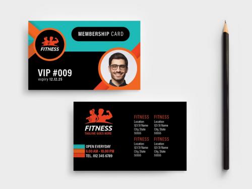 Gym Fitness Membership Card Layout - 338452479