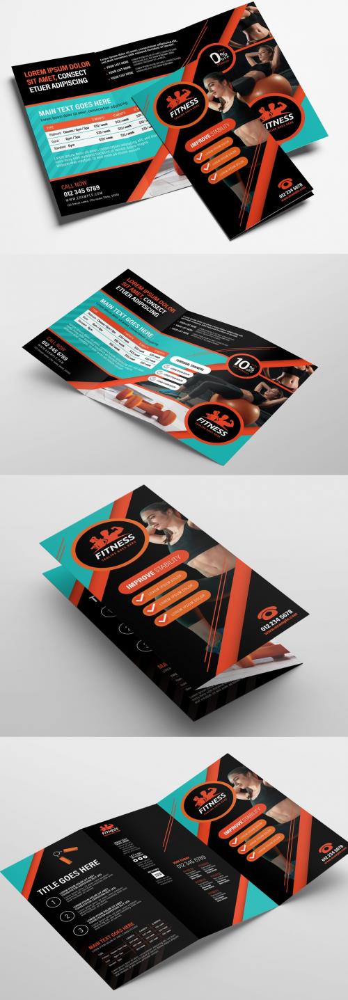 Gym Fitness Trifold Brochure Layout - 338456375