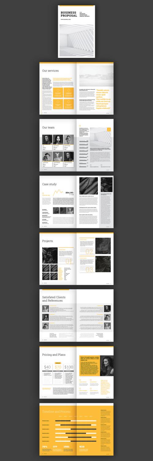 Business Proposal Layout with Yellow Accents - 338466961