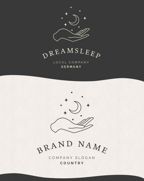 Logo Layout with Hand, Moon, and Stars - 338479446